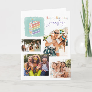 Tarjeta de cumpleaños de Collage de fotos moderno 