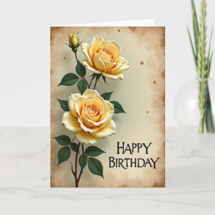 Tarjeta de cumpleaños de color amarillo aterciopel