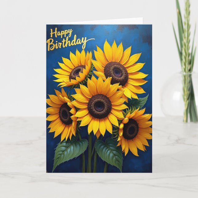 Tarjeta de cumpleaños de color amarillo soleado (Anverso)