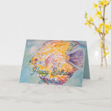 Tarjeta de cumpleaños de color arcoiris para peces