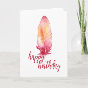 Tarjeta de cumpleaños de color de agua rosa y Nara