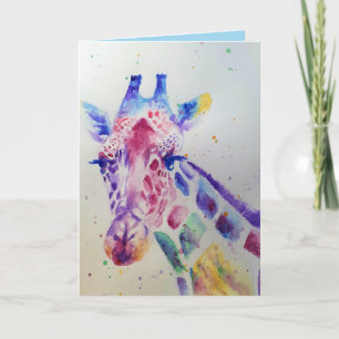 Tarjeta de cumpleaños de color de jirafa de animal