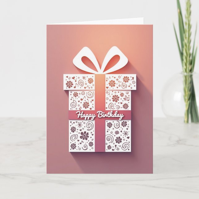 Tarjeta de cumpleaños de color melocotón pastel (Anverso)