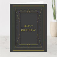 Tarjeta de cumpleaños de color negro y oro puro