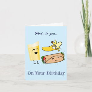 Tarjeta de cumpleaños de comida linda y feliz