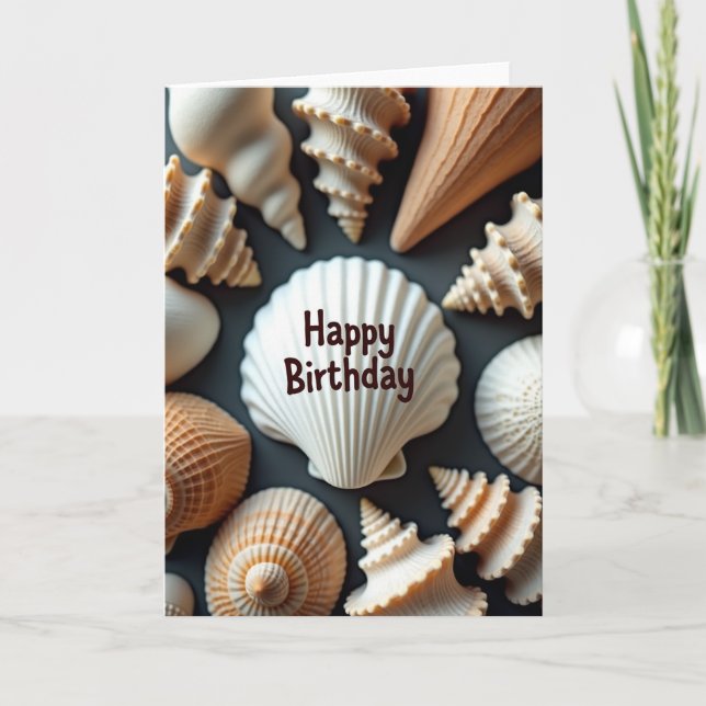 Tarjeta de cumpleaños de concha festiva (Anverso)