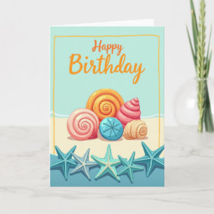 Tarjeta de cumpleaños de conchas marinas