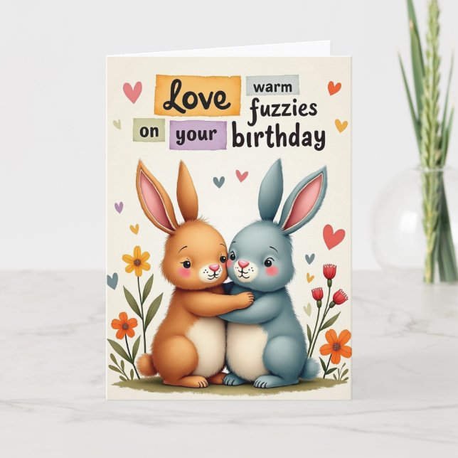 Tarjeta de cumpleaños de conejito azul dulce (Anverso)