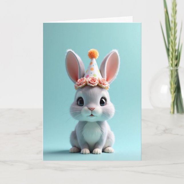 Tarjeta de cumpleaños de conejito de peluche (Anverso)