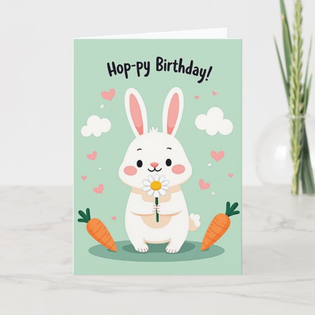 Tarjeta de cumpleaños de conejito dulce (Anverso)