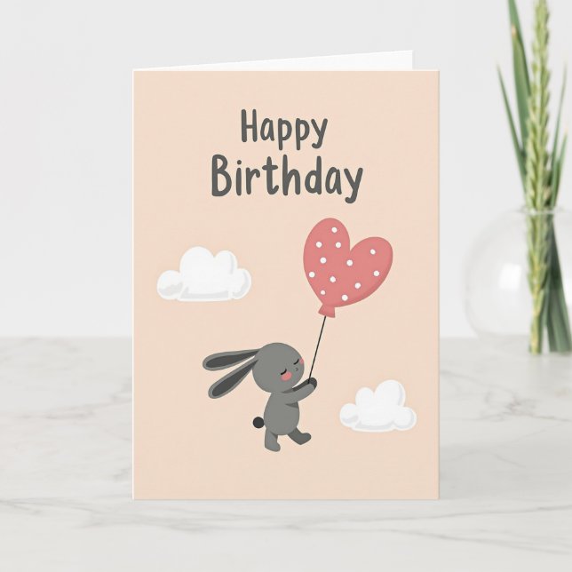 Tarjeta de cumpleaños de conejito dulce (Anverso)