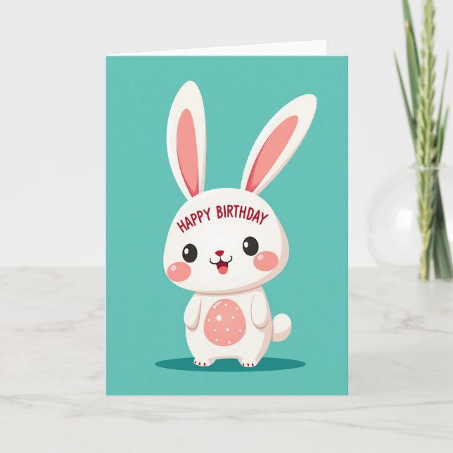 Tarjeta de cumpleaños de conejito dulce (Anverso)