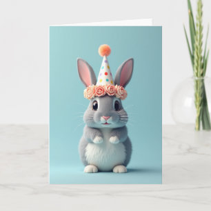 Tarjeta de cumpleaños de conejito esponjoso