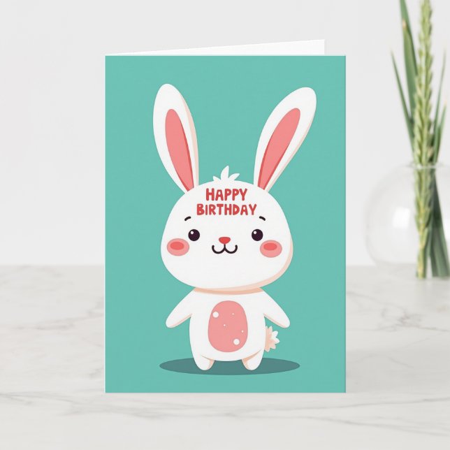 Tarjeta de cumpleaños de conejito lindo (Anverso)