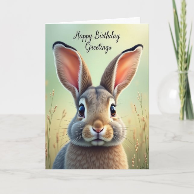Tarjeta de cumpleaños de conejito lindo (Anverso)
