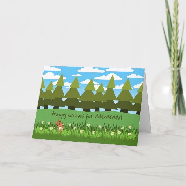 Tarjeta de cumpleaños de conejito lindo con margar (Anverso)