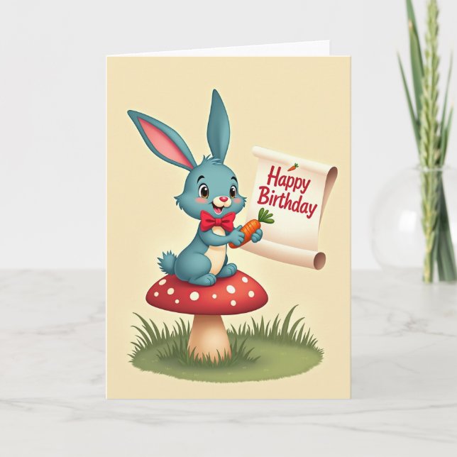 Tarjeta de cumpleaños de conejo alegre (Anverso)