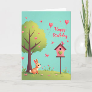 Tarjeta de cumpleaños de conejo caprichosa
