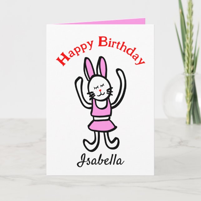 Tarjeta de cumpleaños de conejo con personalizació (Anverso)
