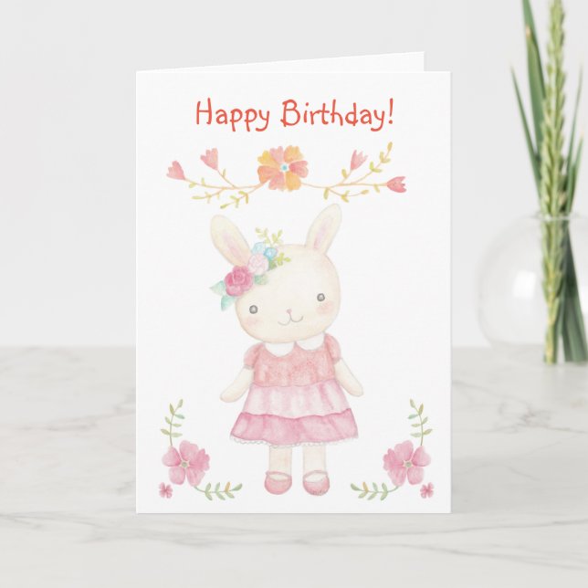 Tarjeta de cumpleaños de conejo conejo lindo para  (Anverso)