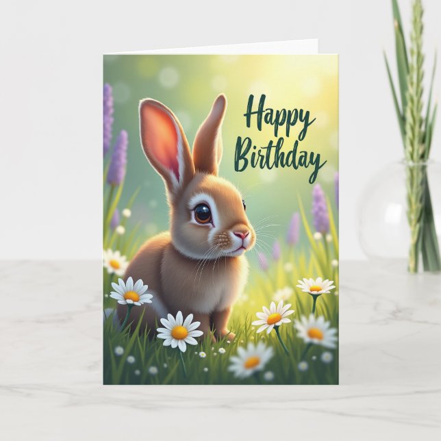 Tarjeta de cumpleaños de conejo dorado (Anverso)