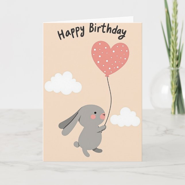Tarjeta de cumpleaños de conejo dulce (Anverso)