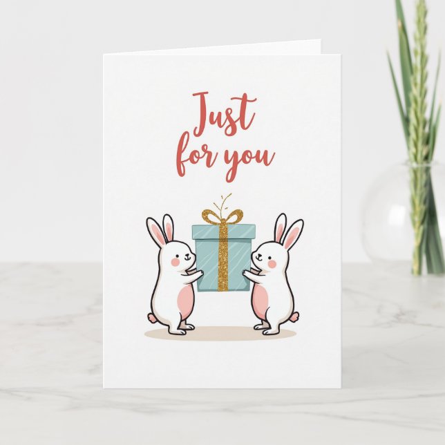 Tarjeta de cumpleaños de conejo pastel (Anverso)