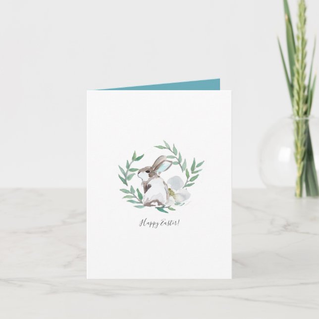 Tarjeta de cumpleaños de conejo Primavera de Pascu (Anverso)