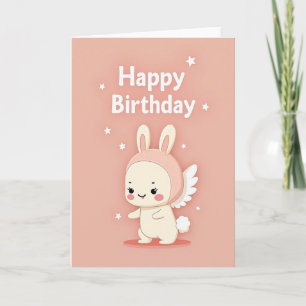 Tarjeta de cumpleaños de conejo rosa