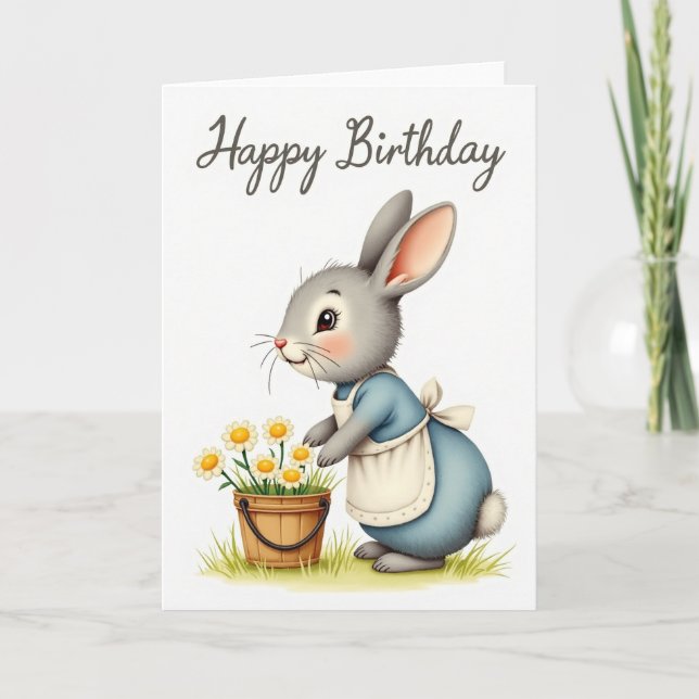 Tarjeta de cumpleaños de conejos Daisy (Anverso)