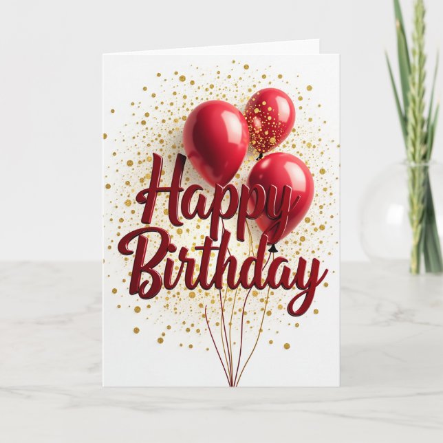Tarjeta de cumpleaños de confeti dorado (Anverso)