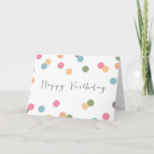 Tarjeta de cumpleaños de Confetti en blanco