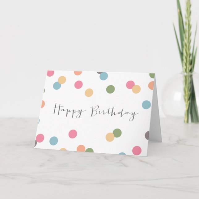Tarjeta de cumpleaños de Confetti en blanco (Anverso)