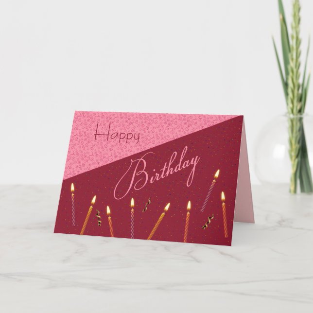 Tarjeta de cumpleaños de Confetti y Velas (Anverso)