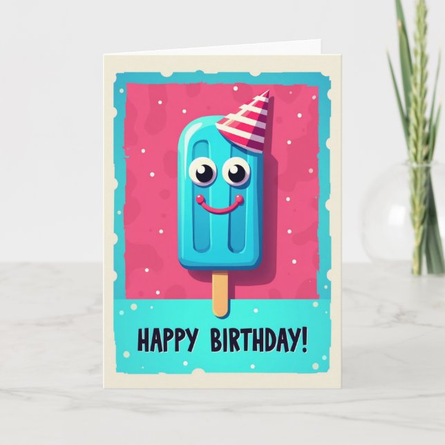 Tarjeta de cumpleaños de cono alegre (Anverso)