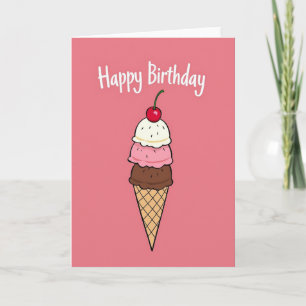 Tarjeta de cumpleaños de cono de cereza