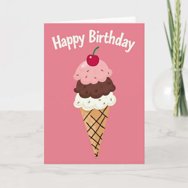 Tarjeta de cumpleaños de cono de postre dulce (Anverso)