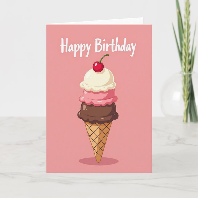 Tarjeta de cumpleaños de cono dulce (Anverso)