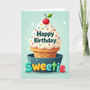 Tarjeta de cumpleaños de cono espolvoreado