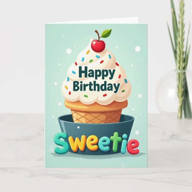 Tarjeta de cumpleaños de cono espolvoreado (Anverso)