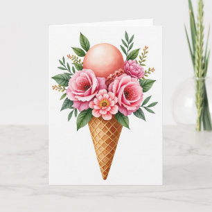 Tarjeta de cumpleaños de cono floral
