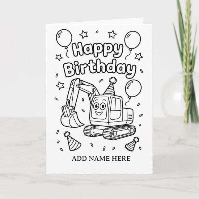 tarjeta de cumpleaños de construcción doblada para (Anverso)