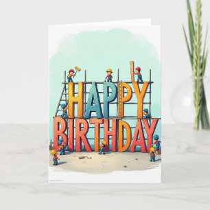Tarjeta de cumpleaños de constructores dulces