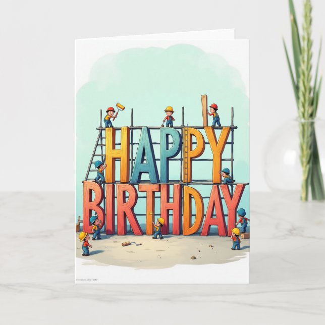 Tarjeta de cumpleaños de constructores dulces (Anverso)