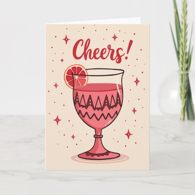 Tarjeta de cumpleaños de copa festiva (Anverso)