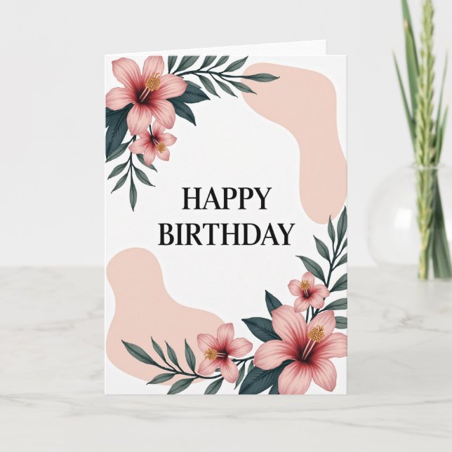 Tarjeta de cumpleaños de coral rosa (Anverso)