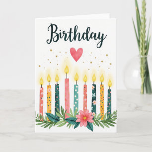 Tarjeta de cumpleaños de corazón de acuarela