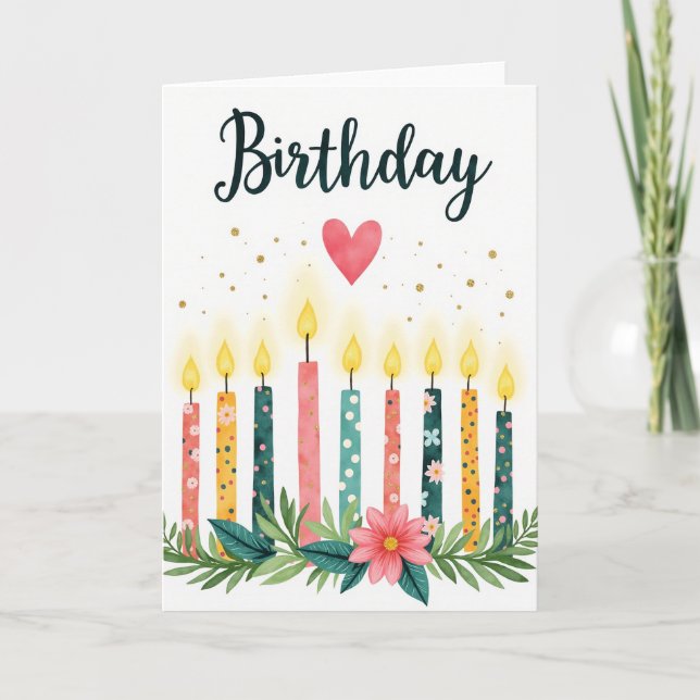 Tarjeta de cumpleaños de corazón de acuarela (Anverso)