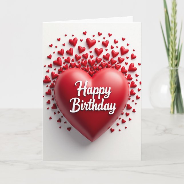Tarjeta de cumpleaños de corazón de rubí (Anverso)