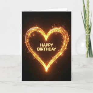 Tarjeta de cumpleaños de corazón dorado